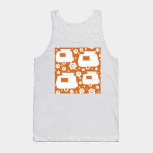 Daisy Polka Dot Vintage Caravan Pattern in Orange and White Tank Top